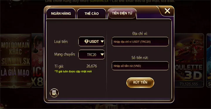 Điều khoản rút tiền Sunwin đảm bảo an toàn